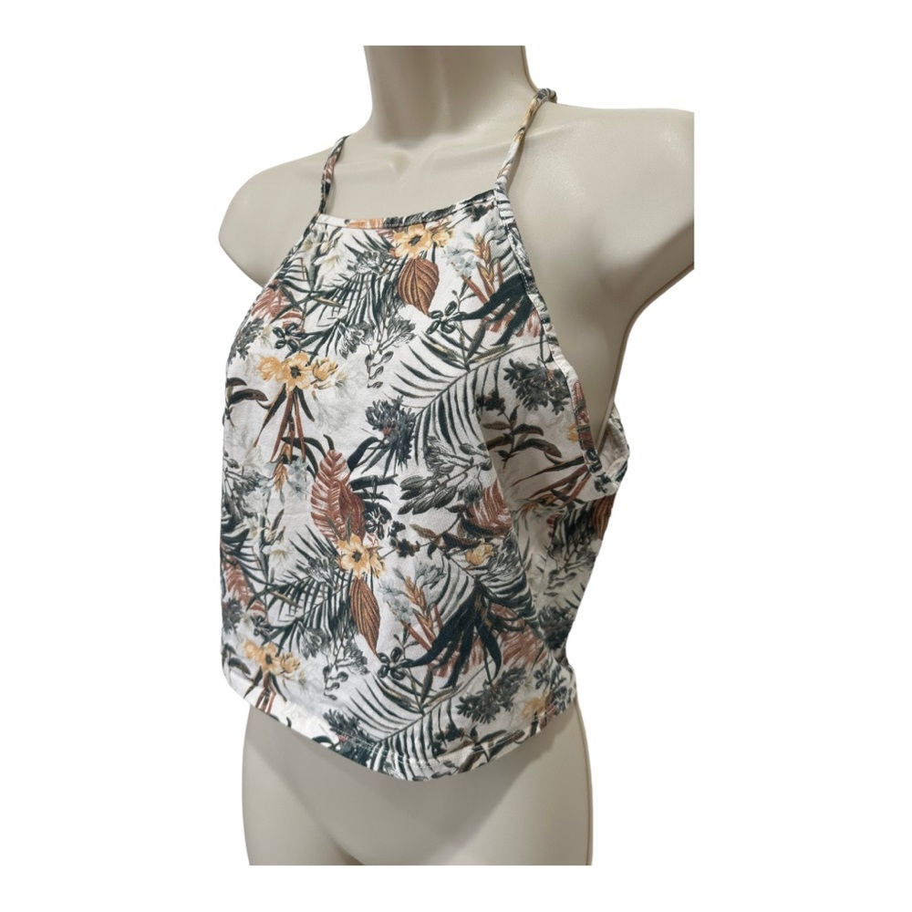 ⭐️ FOREVER 21 CROPPED BOHEMIAN TROPICAL TOP - WHITE SIZE XL ⭐️